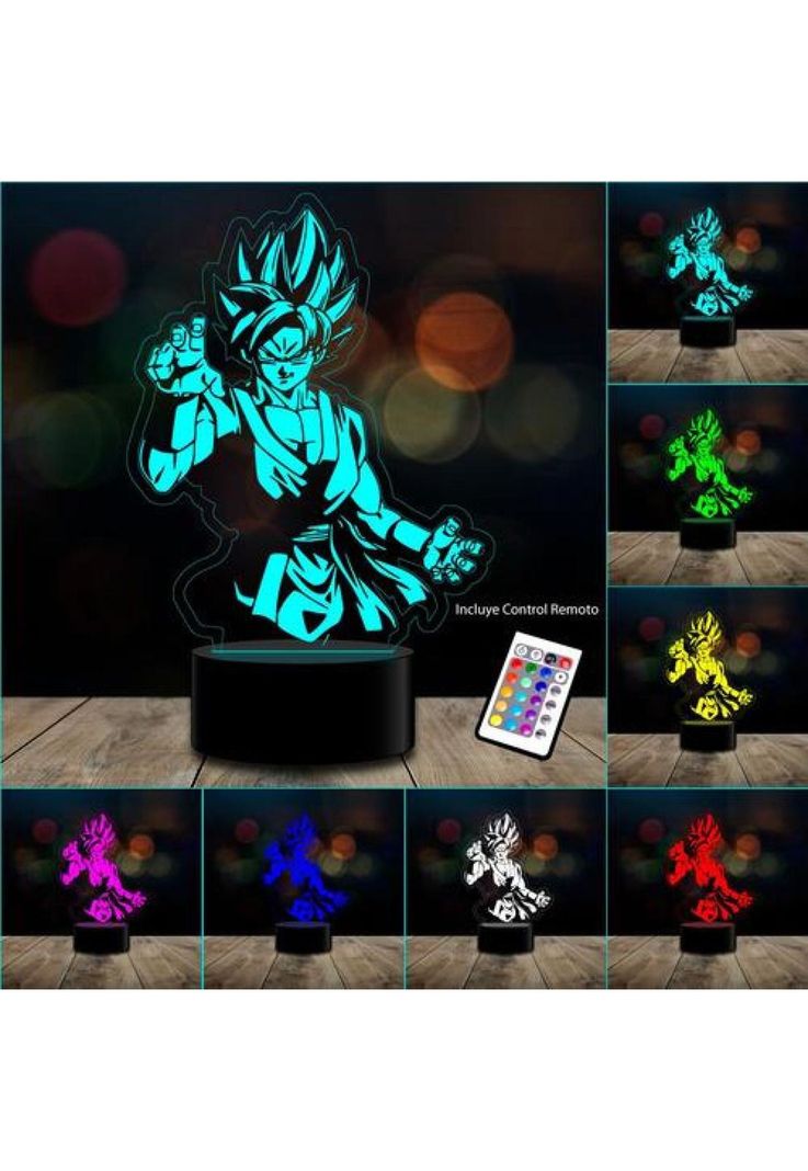 Ilusión Led 3d Goku Pelea Dragon Ball C/remoto Colores-1