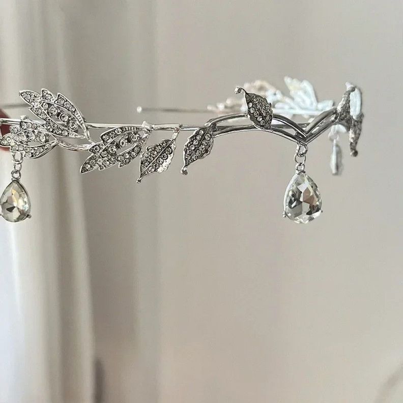 Diadema Tiara corona princesa elfos cristales brillantes-4