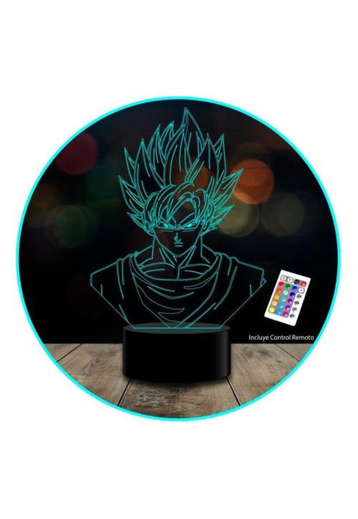 Lampara 3d Goku Frente Dragon Ball Z Gt 16 Colores C/ Remoto-0