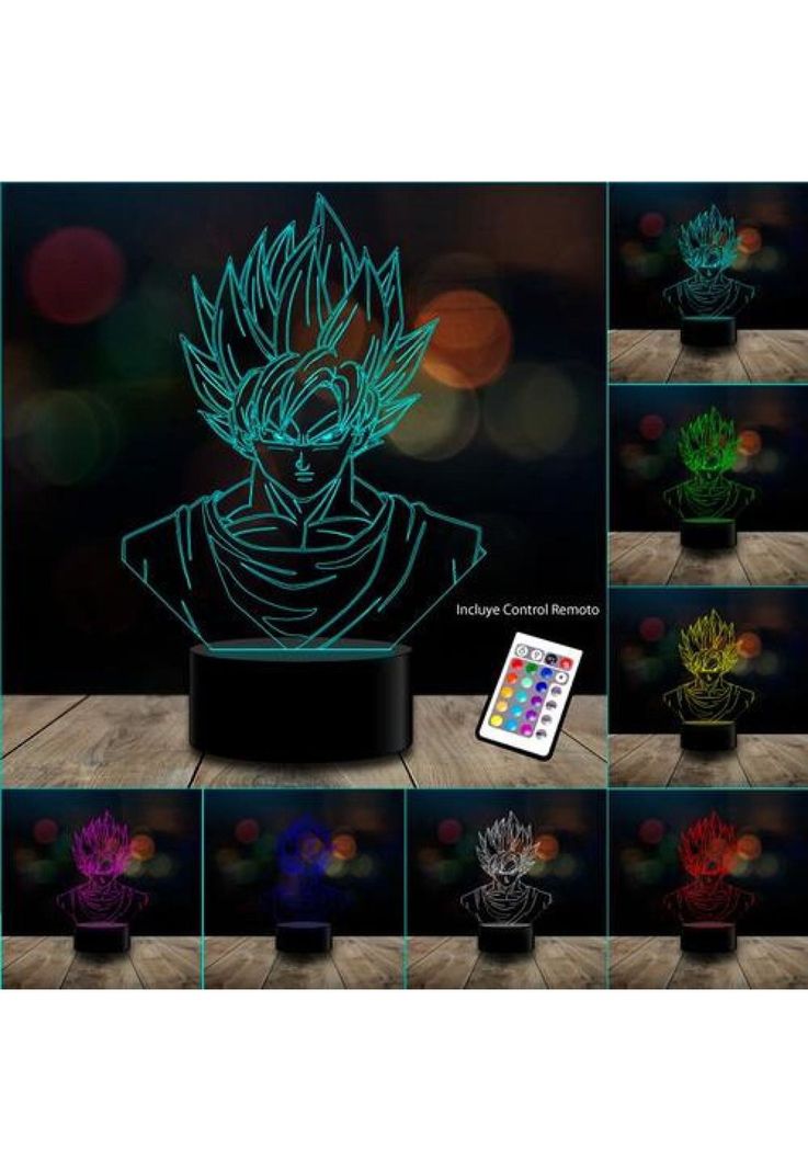 Lampara 3d Goku Frente Dragon Ball Z Gt 16 Colores C/ Remoto-1