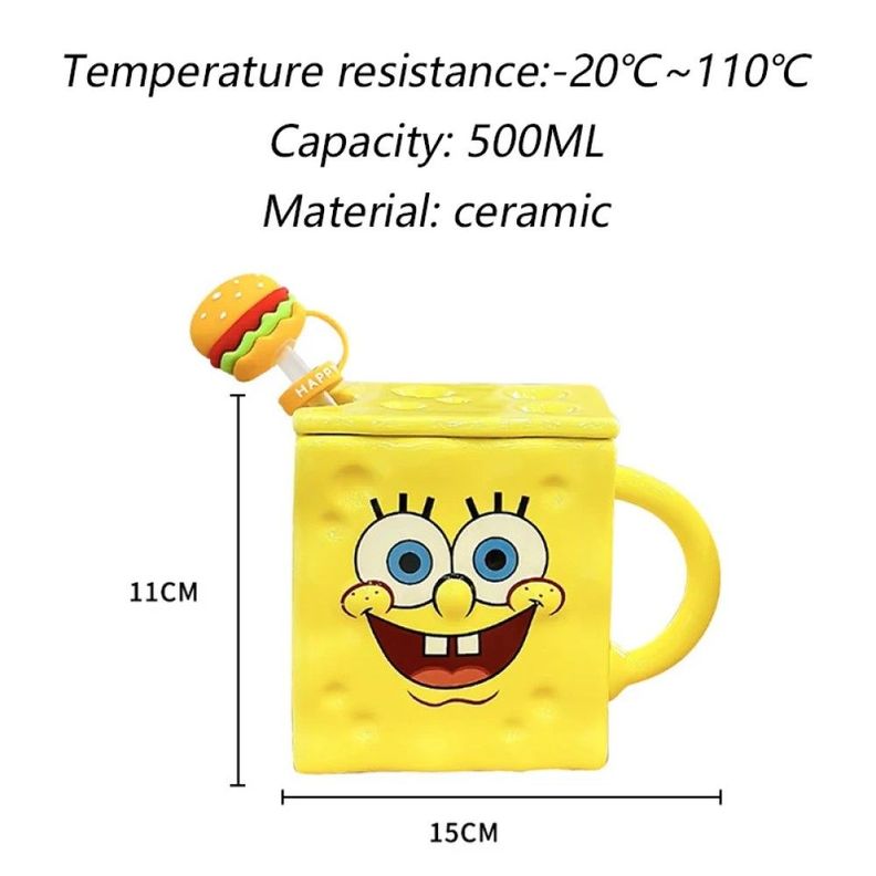 Tazón 3D cerámica Bob Esponja Pantalones Cuadrados-1