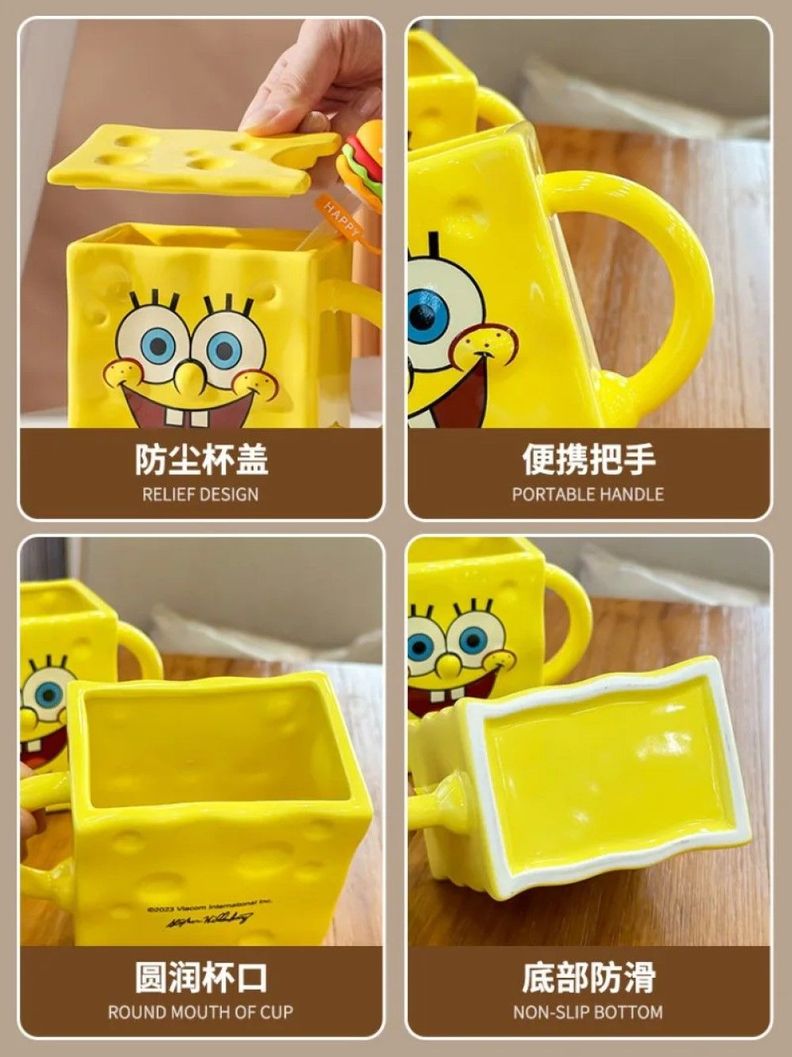 Tazón 3D cerámica Bob Esponja Pantalones Cuadrados-4