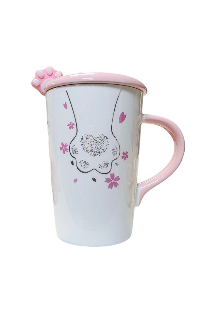 Tazón 3d Cerámica Patita De Gato Flor De Sakura C/ Cuchara-0