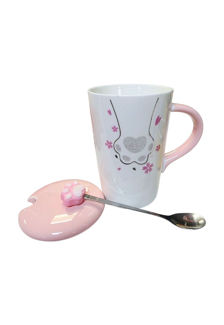 Tazón 3d Cerámica Patita De Gato Flor De Sakura C/ Cuchara-2