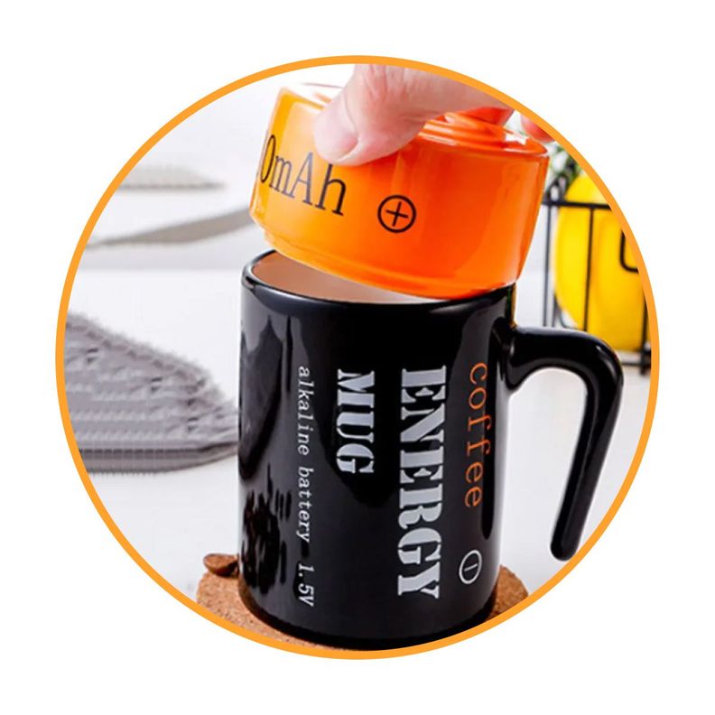 Tazón 3D energético con diseño batería pila - ENERGY MUG-1