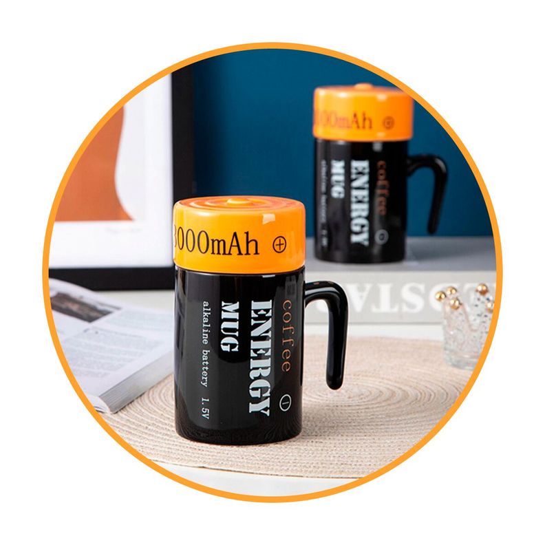 Tazón 3D energético con diseño batería pila - ENERGY MUG-8