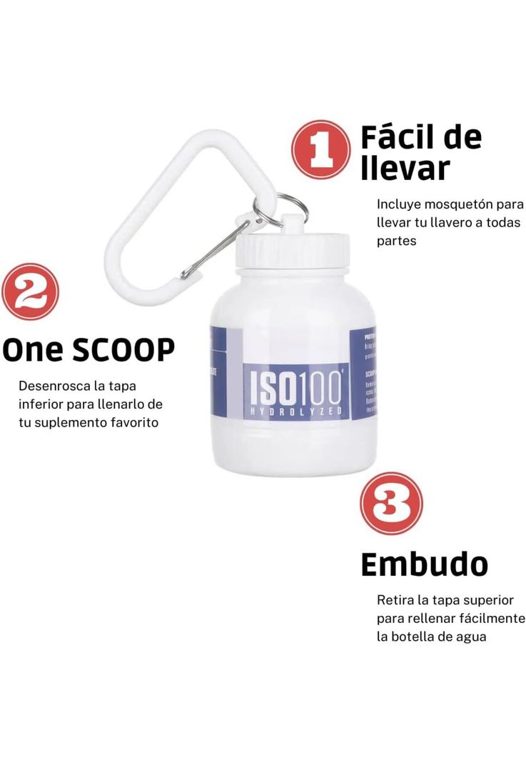 Llavero mini contenedor suplementos en polvos proteína-3
