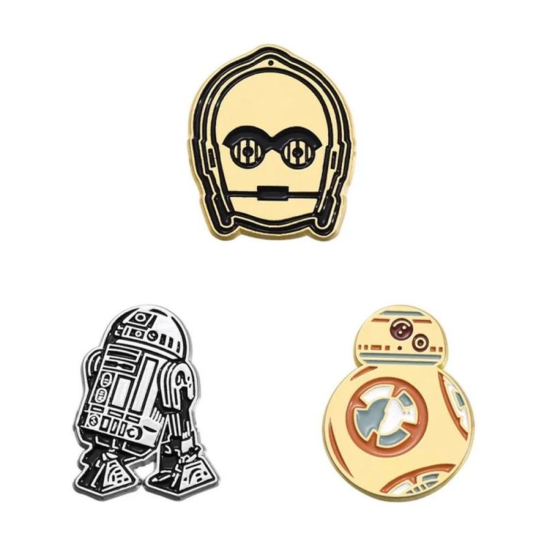 set pines broches Droides Star Wars C3PO R2D2 BB8-0