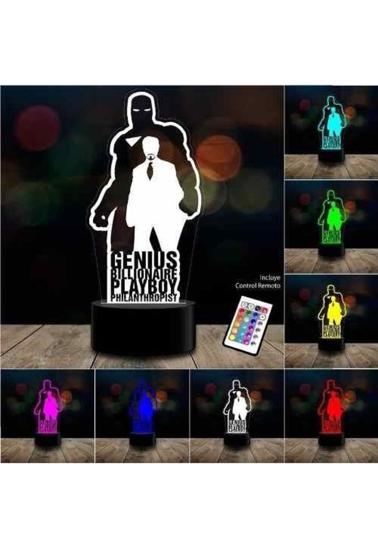 Lampara 3d Tony Stark Iron Man 16 Colores C Remoto Avengers-1