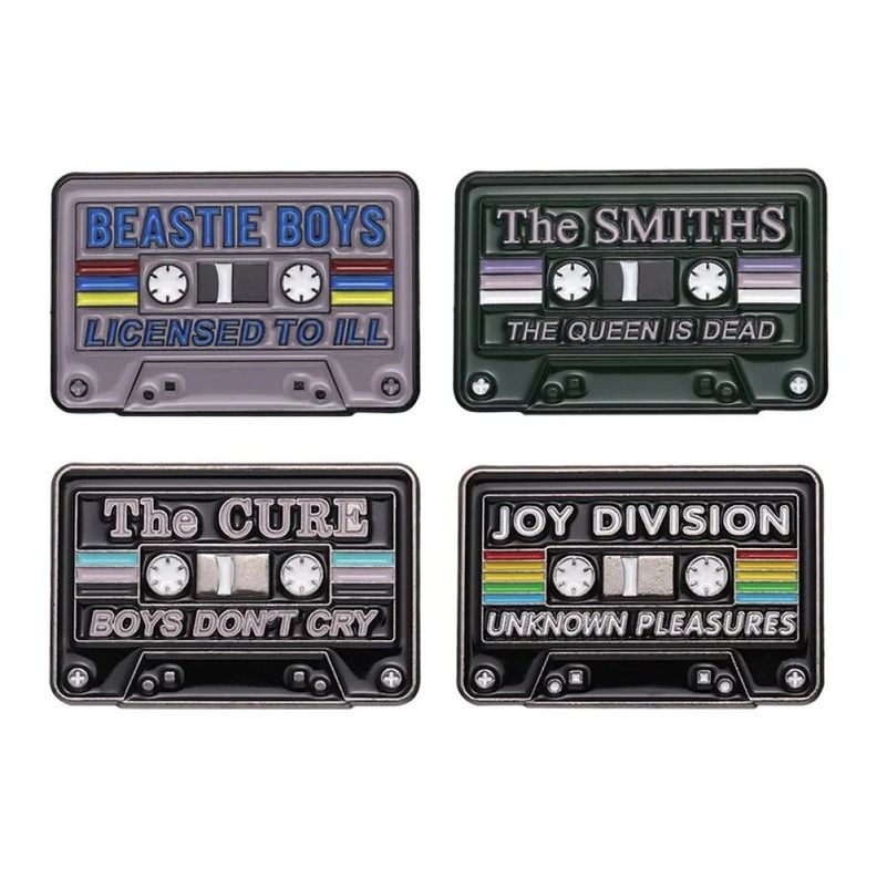 set pines broches Mix Tape Cassette Retro vintage rock pop-0