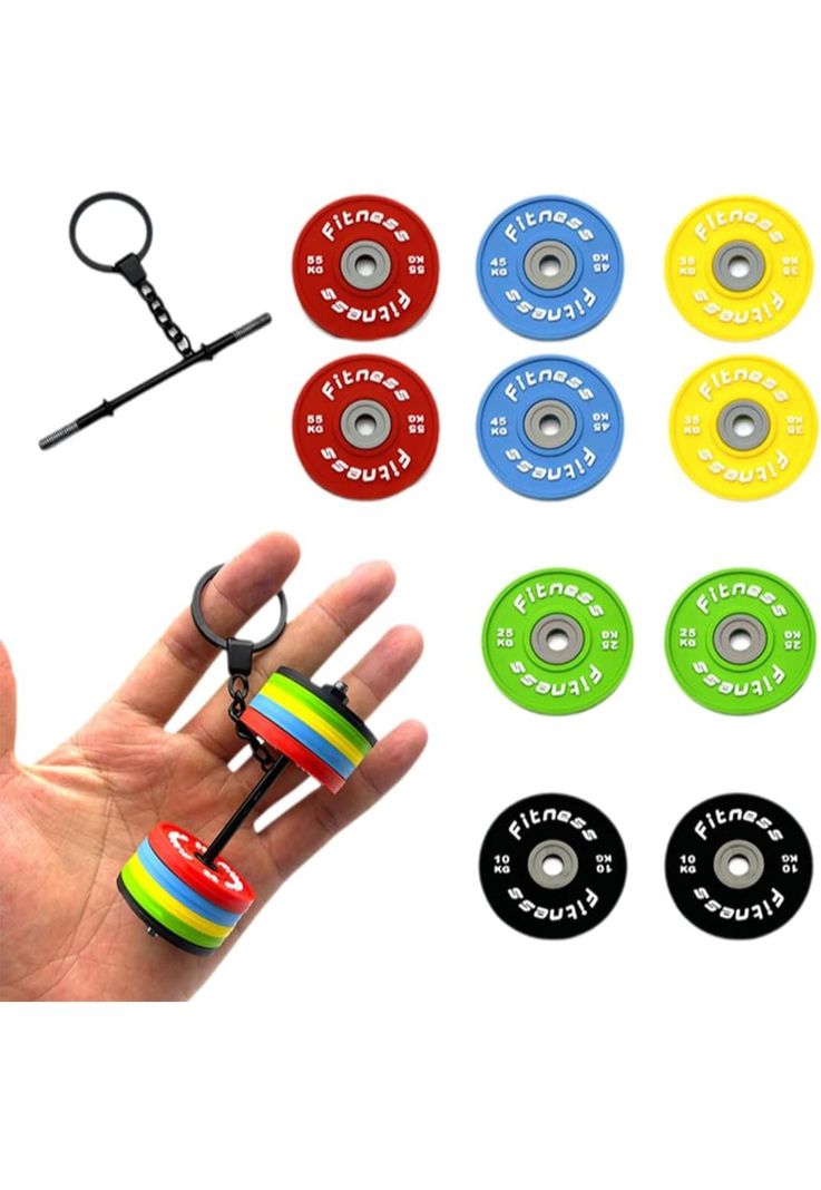 Llavero 3D barra con pesas discos desmontable crossfit GYM-1