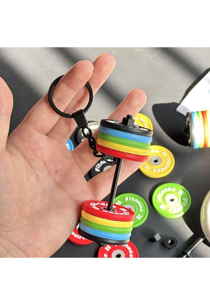 Llavero 3D barra con pesas discos desmontable crossfit GYM-3