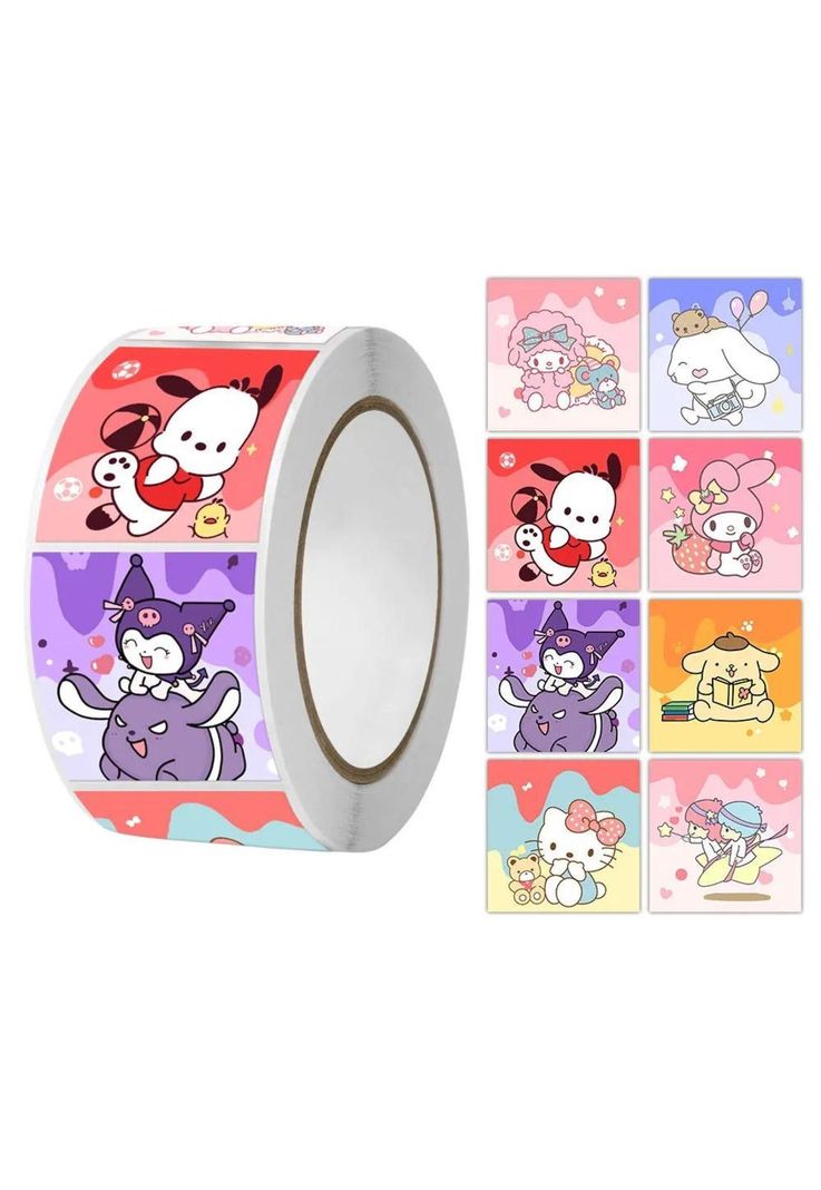 Rollo 500 U Sticker Kawaii Kuromi, Kitty, Melody Y Amigos-0