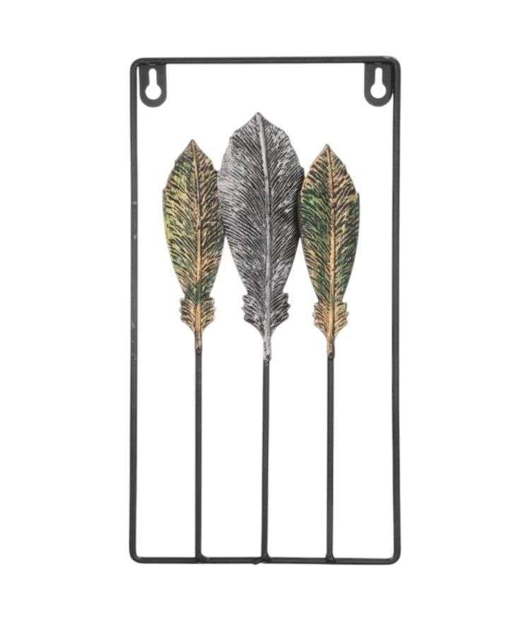 Adorno Decorativo Hojas Cuadro Estilo Metal 30x15cm-0