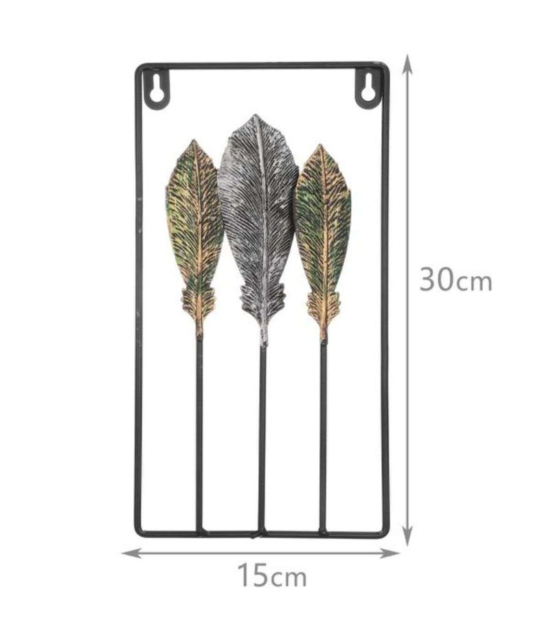 Adorno Decorativo Hojas Cuadro Estilo Metal 30x15cm-1