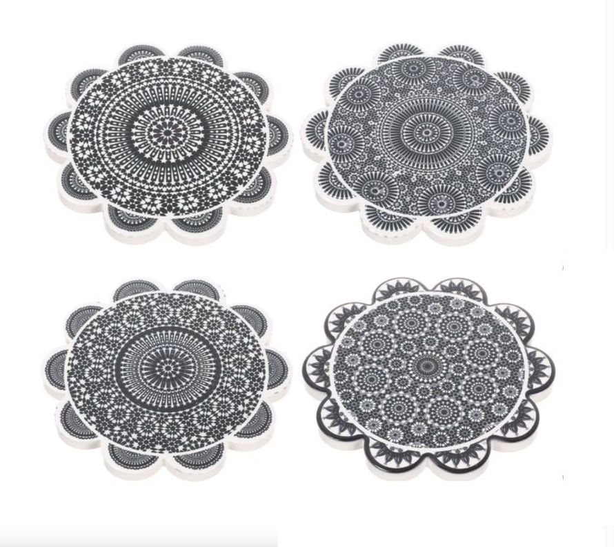 Set 4 Posavasos Colorido Ceramica Y Corcho 4 Piezas Mandala-0