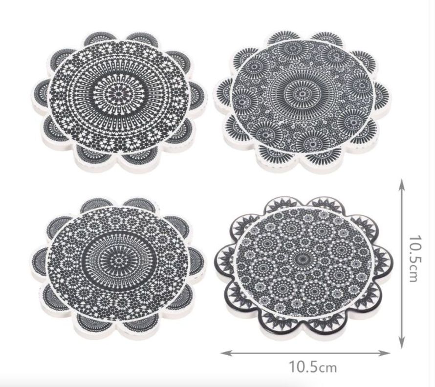 Set 4 Posavasos Colorido Ceramica Y Corcho 4 Piezas Mandala-1