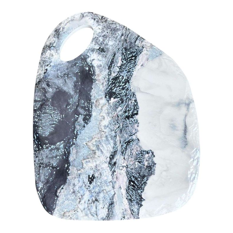 Tabla Para Picar De Ceramica Modelo Marmol Con Asa Blanco 0