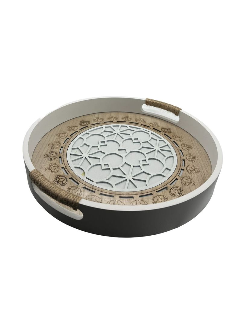 Bandeja Madera Servir Con Diseños Acrilico 35cm B-0