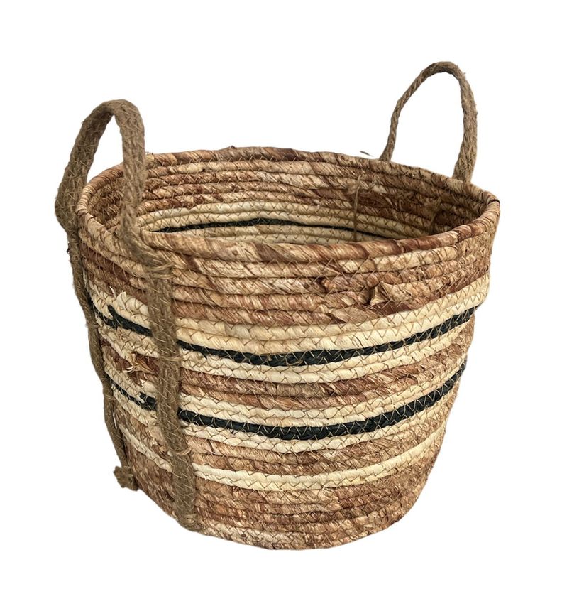 Macetero Cesto Canasto Maceta De Mimbre Mediano 26x22cm-0