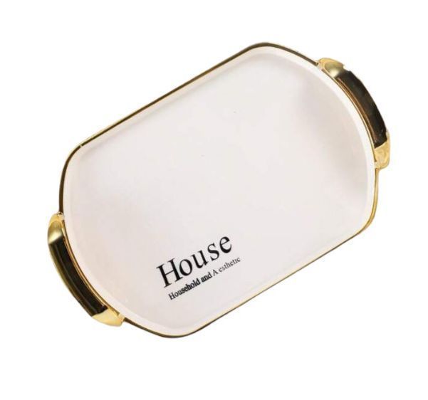 Bandeja Elegante Servir Con Dorado Decorativa Ovalada-1