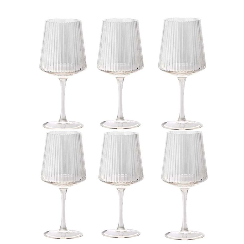 Pack 6 Copas Vasos Vino Vidrio Lineas-0