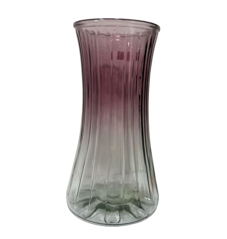 Florero Jarron Decorativo Vidrio Clasico Lineas Bicolor 23cm R-1