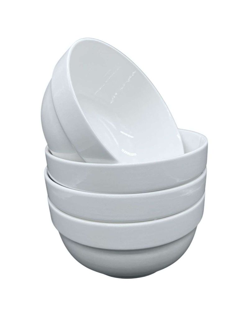Pack 4 Bowl Platos Blanco Liso Clasico 7x15cm-0
