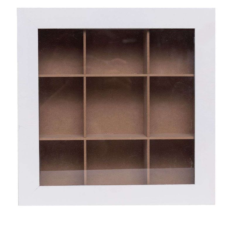 Caja De Té Mediana De Madera 9 Espacios Ramas Flores BL-1