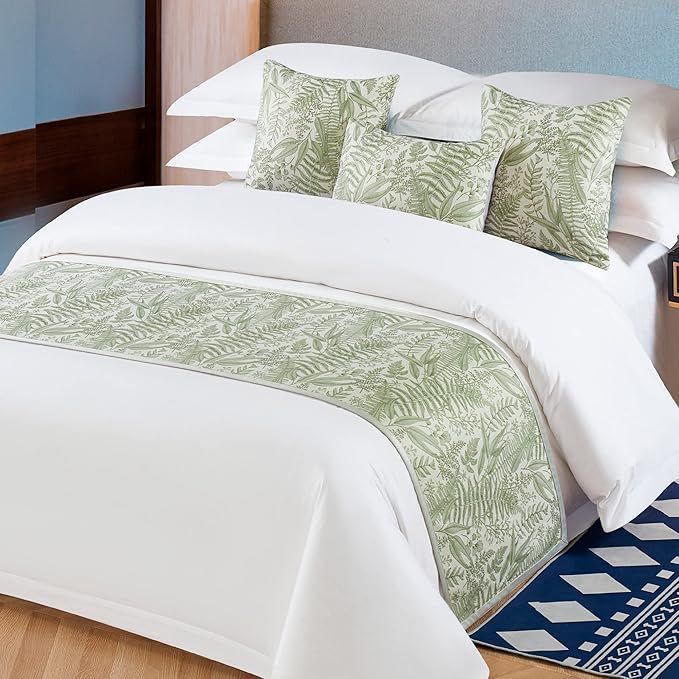 Camino De Cama Cubrecama Elegante Decorativo Diseno 43x210cm Verde