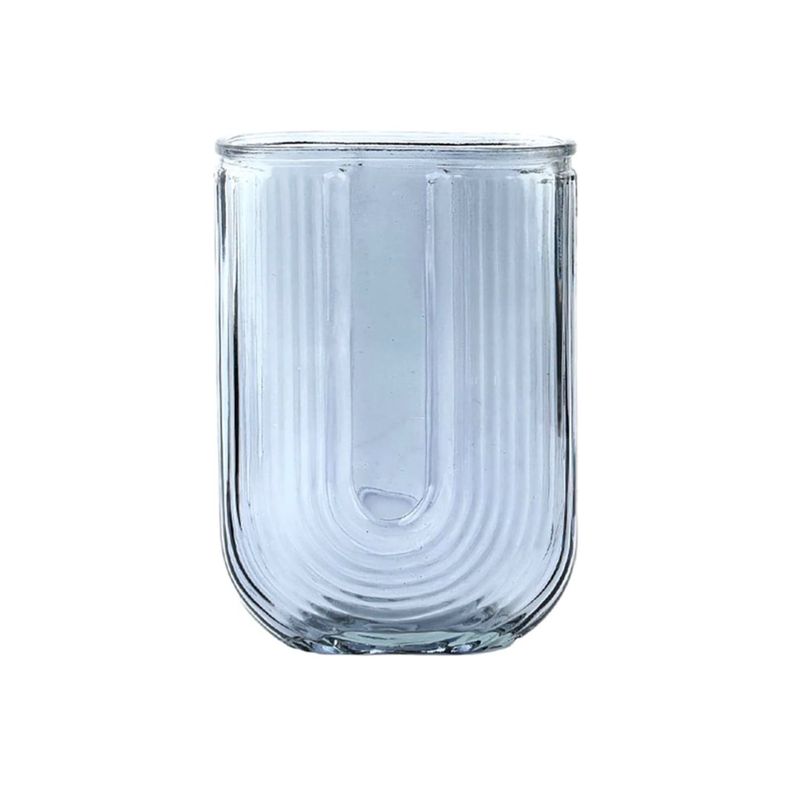 Florero Jarron Decorativo Vidrio Lineas Rectangular 18cm G-1