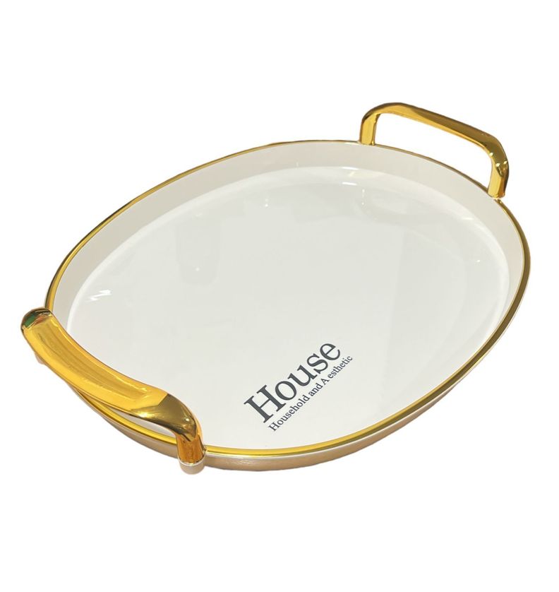 Bandeja Elegante Servir Con Dorado Decorativa Redonda-0
