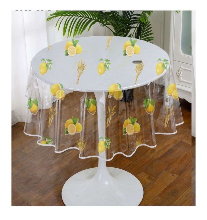 Mantel De Hule Plastico Redondo Transparente Disenos 2