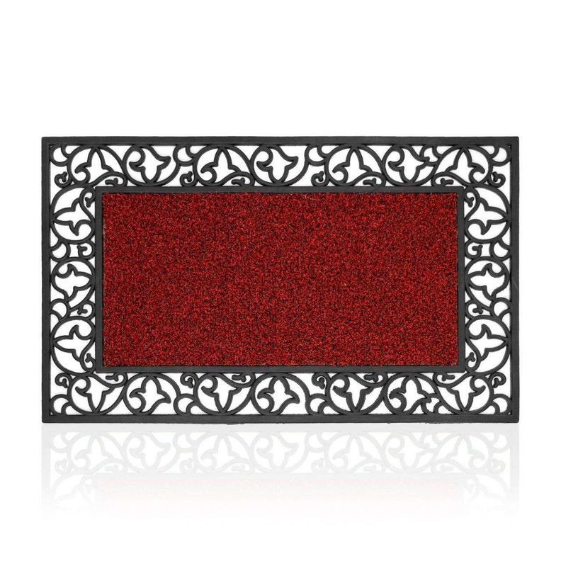 Alfombra De Entrada Hogar Limpiapies Diseno Romantic 74x44cm R Rojo