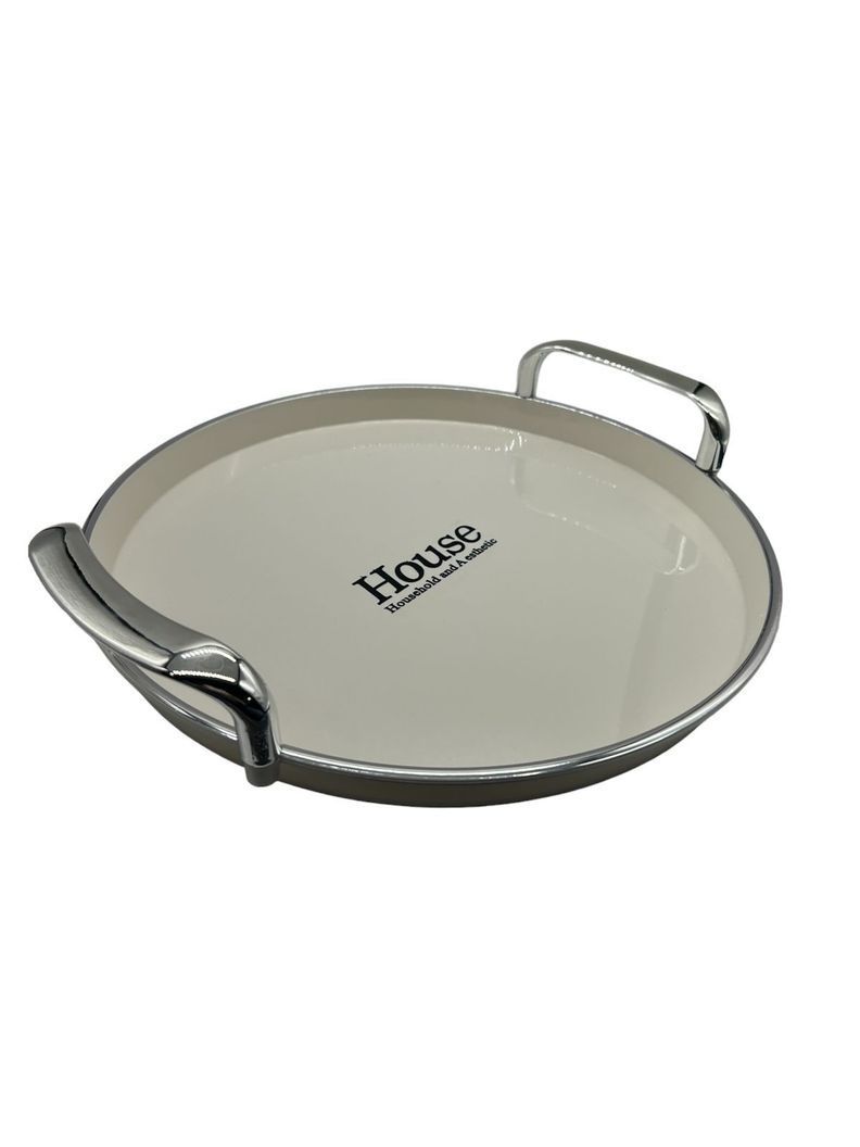 Bandeja Elegante Servir Con Plateado Circular 27cm P-1