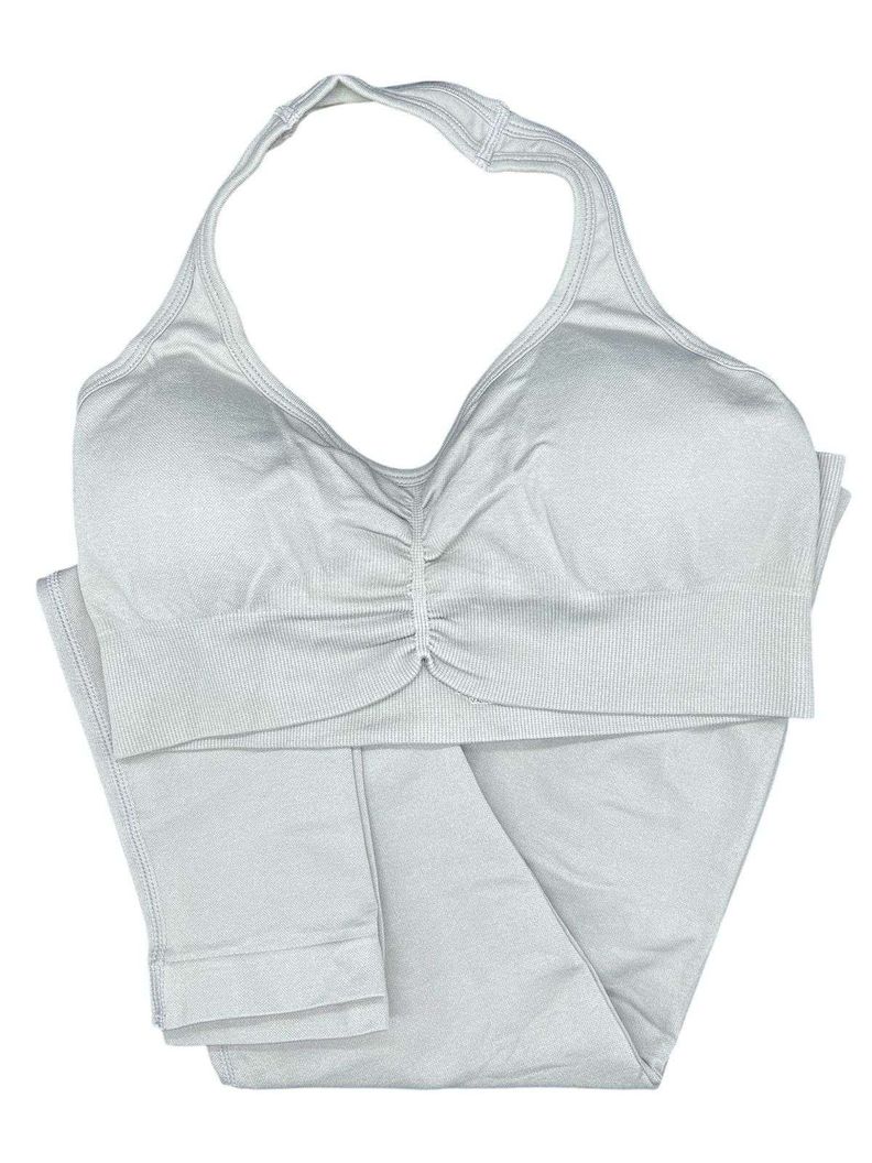 Conjunto Deportivo Mujer Gym Top Leggins Levanta Gluteo S-M Gris-0