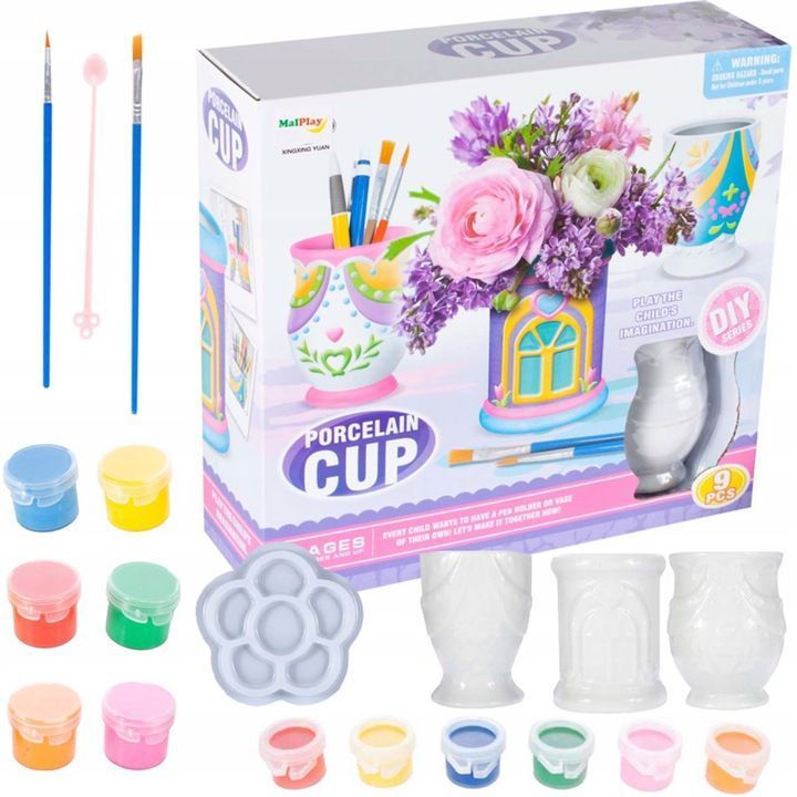 Juego De Floreros Para Pintar Juego De Tazas Niñas Creativo-1