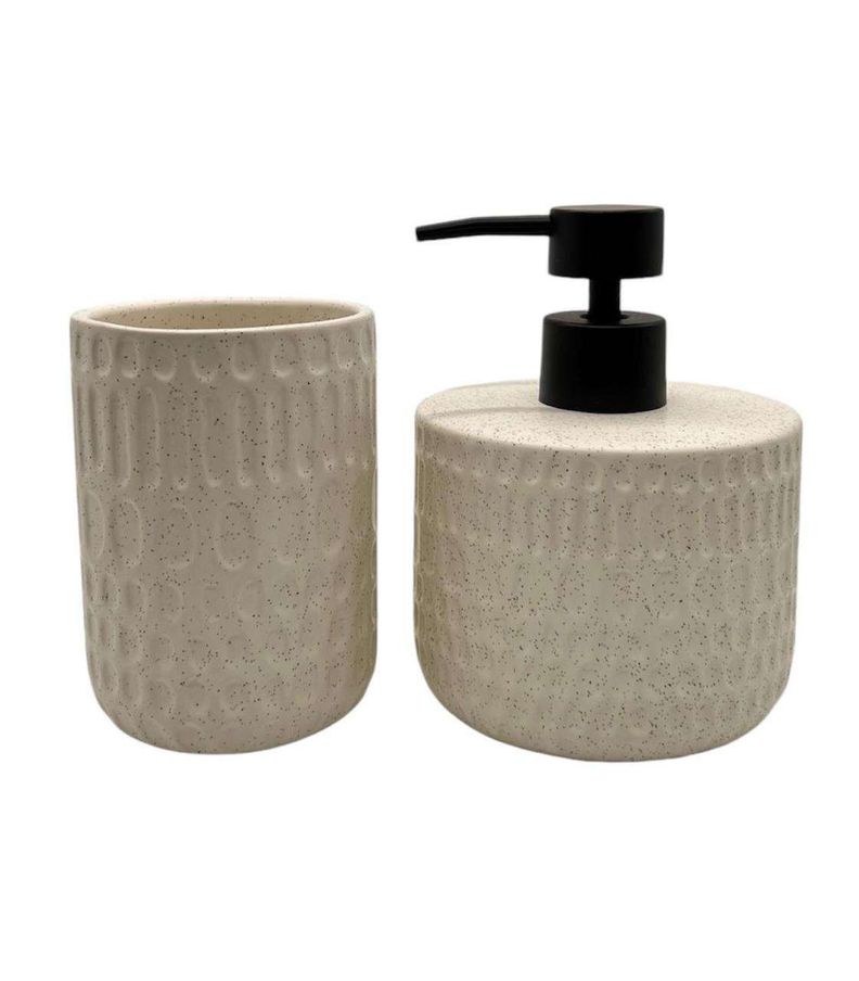 Set De Baño 2 Piezas Ceramica Jabon Porta Cepillo Elegante-0