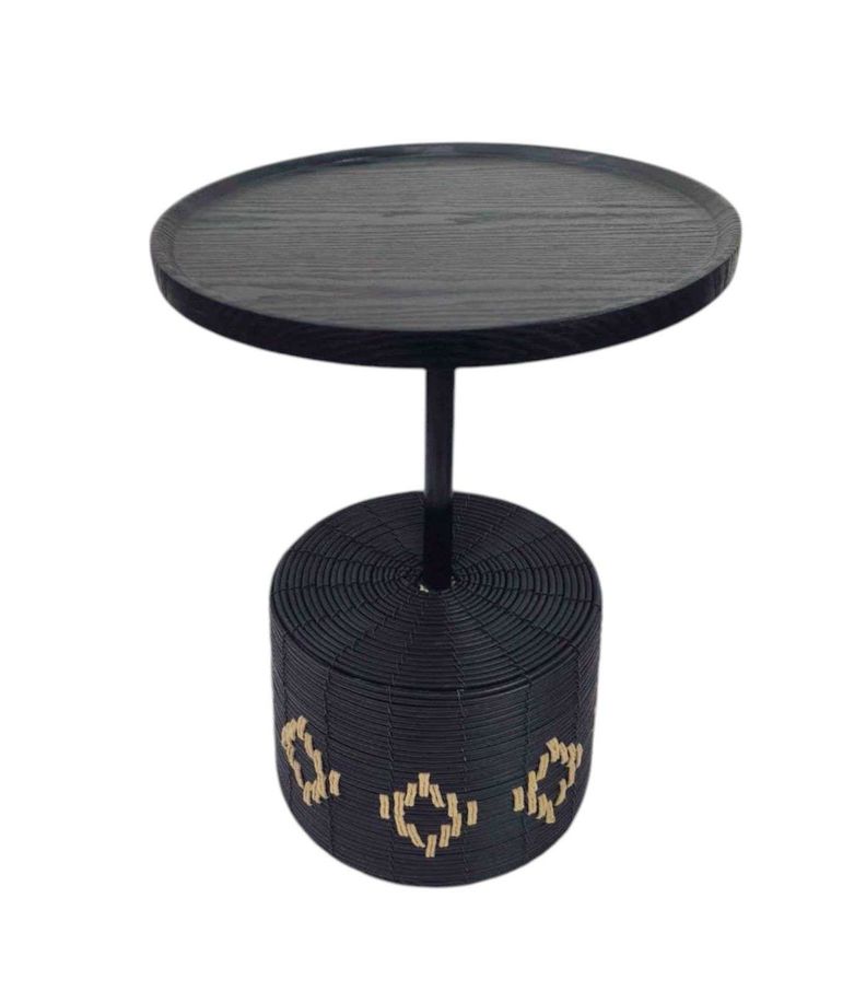 Mesa Lateral Mesa De Centro Negra Moderna Flor 52cm-1