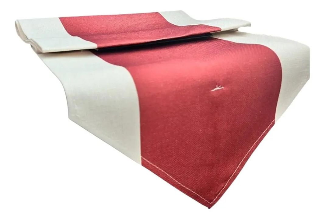 Mantel Camino De Mesa Con Pompon Lino Tela 180x35cm Rojo