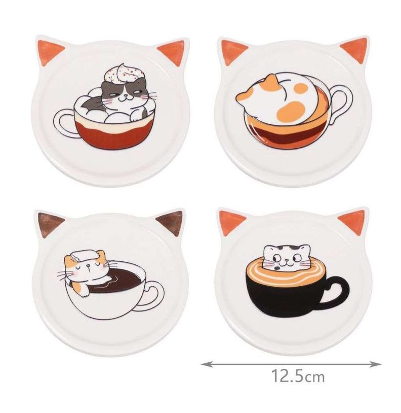 Set 4 Posavasos Ceramica 4 Piezas Diseño Tierno-1