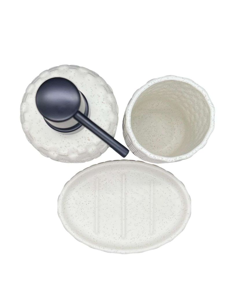 Set Juego De Baño 3 Pieza Jabon Dispensador Cepillo Ceramica-1