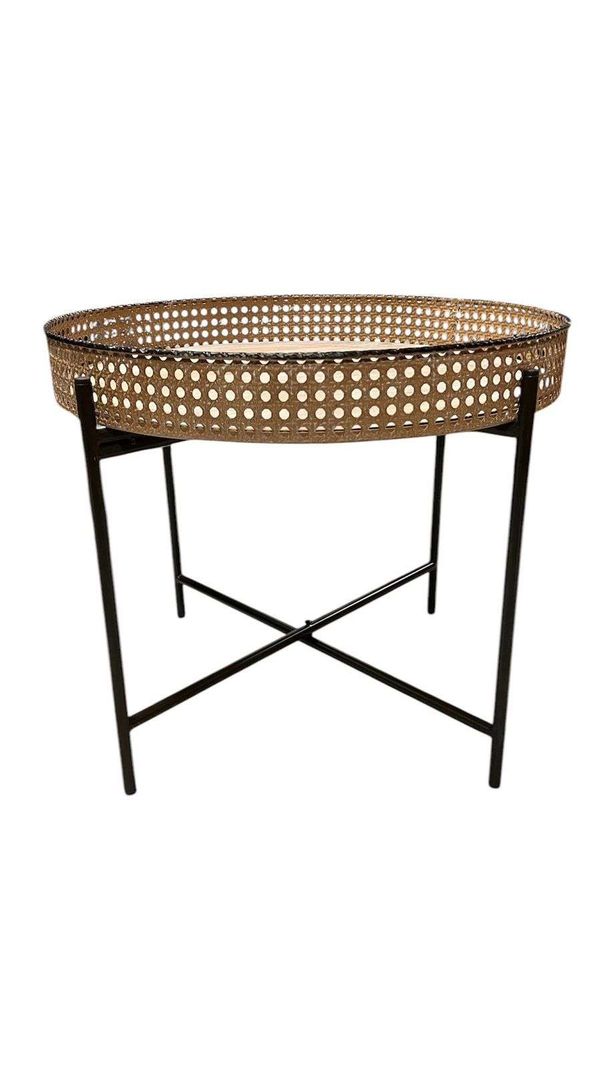 Mesa De Centro Auxiliar Madera Malla Decoración 49x40cm-1