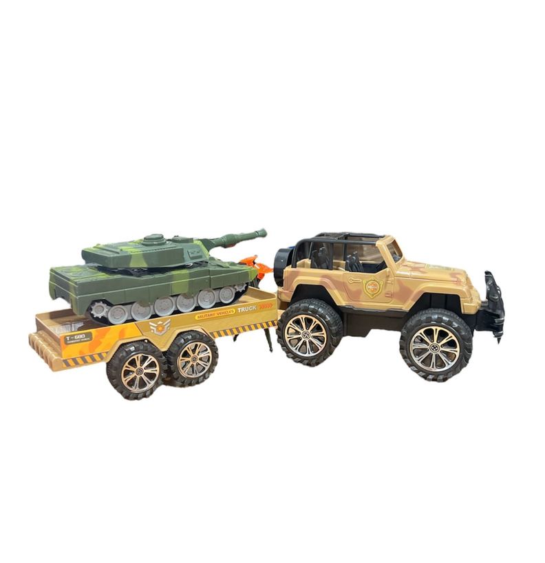 Juguete Auto Carro Camion Militar Con Tanque De Guerra-0