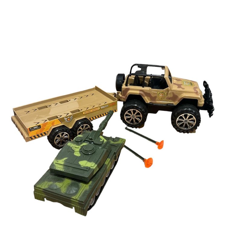 Juguete Auto Carro Camion Militar Con Tanque De Guerra-1