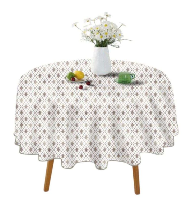 Mantel De Hule Plastico Mesa Redondo Disenos 140cm Beige