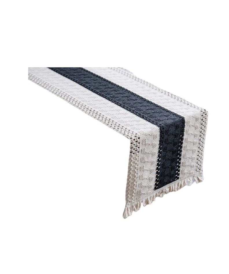 Mantel Camino De Mesa Rectangular Yute Linea 180x30cm N Negro