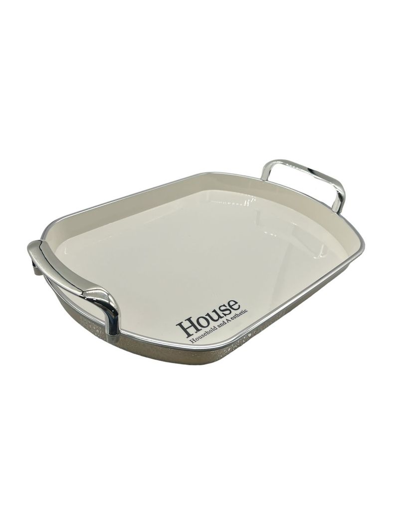 Bandeja Elegante Servir Con Plateado Ovalada 39x27cm P-1