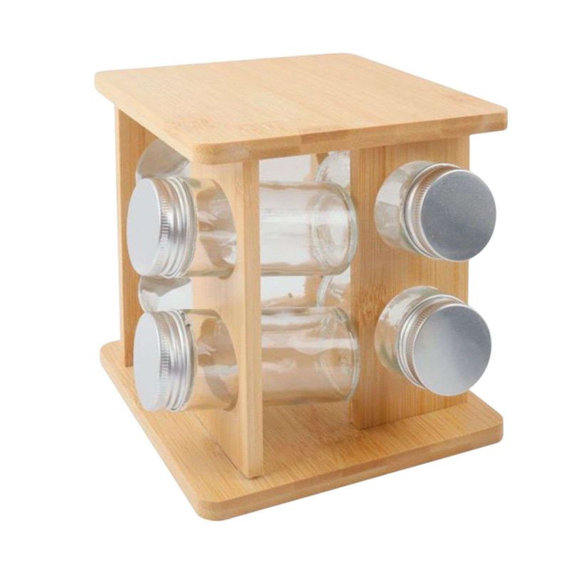 Especiero Modular Giratorio Condimentos De Cocina 4 Frascos Transparente