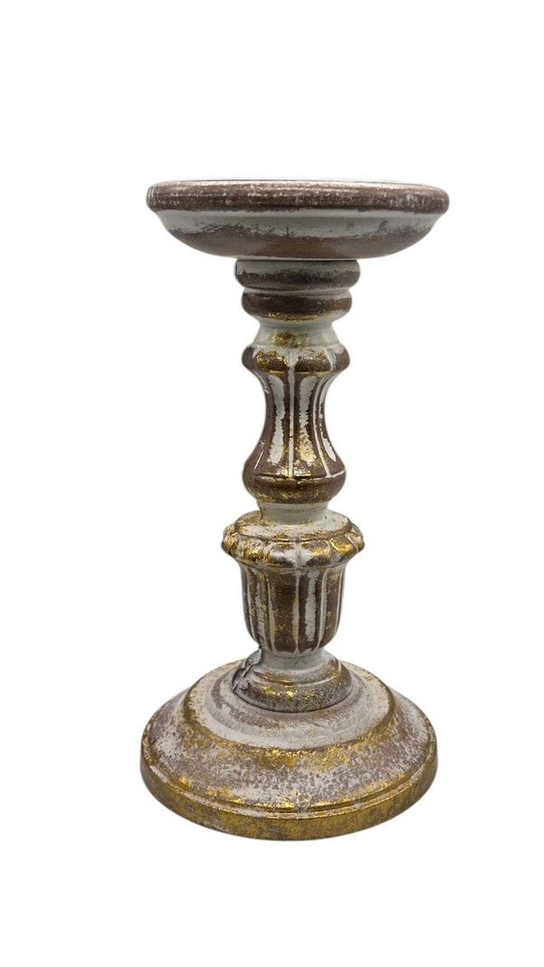 Porta Vela Candelabro Decorativo Rustico Madera 23cm D-0